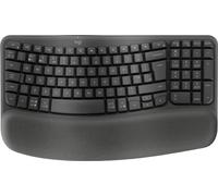Logitech Wave Keys for Business, Teclado ergonómico inalámbrico con reposamanos Acolchado - Grafito, Disposición QWERTY Inglés Reino Unido