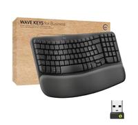 Logitech Wave Keys for Business, Teclado ergonómico inalámbrico con reposamanos Acolchado - Grafito, Disposición AZERTY Francés
