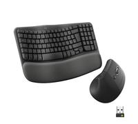 Logitech Wave Keys & Lift Vertical Mouse, con reposamanos Acolchado, Easy-Switch, Bluetooth, para múltiples Sistemas operativos, Windows/Mac