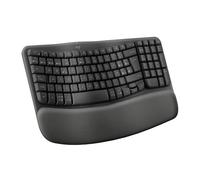 Logitech Wave Keys, teclado ergonómico inalámbrico con reposamuñecas acolchado, escritura cómoda, natural, Easy-Switch, Bluetooth, Logi Bolt, multisistema operativo, Windows/Mac,QWERTY Español-Grafito