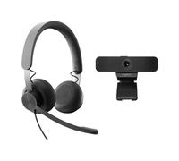 Logitech WIRED VIDEO COLLABORATION KIT, Pack de Auricular con cable Logitech Zone y cámara Logitech C925e, audio/vídeo profesional para la videocolaboración en el puesto de (tele)trabajo, Grafito