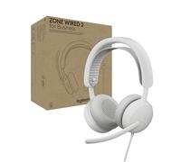 Logitech Zone Wired 2 for Business: Auriculares con cancelación de Ruido y ANC híbrida adaptativa, con certificación para Microsoft Teams, USB-C con Adaptador USB-A - Blanco