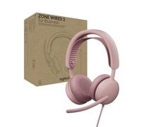 Logitech Zone Wired 2 for Business: Auriculares con cancelación de Ruido y ANC híbrida adaptativa, con certificación para Microsoft Teams, USB-C con Adaptador USB-A - Rosa