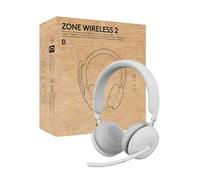 Logitech Zone Wireless 2, Auriculares con micrófono con cancelación de Ruido Premium con ANC híbrida, Bluetooth, USB-C, USB-A, Microsoft Teams y Fast Pair, diseñado portátiles Intel EVO - Blanco