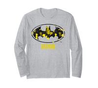 Logo Batman Emblema Batman Amarillo Negro Silueta Gráfico Manga Larga