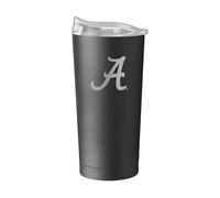 Logo Brands NCAA Alabama Crimson Tide - Vaso con recubrimiento en polvo negro grabado de 20 onzas, aislamiento de doble pared, base antideslizante y tapa deslizante de borde alto