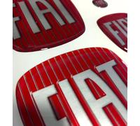 Logo compatible F. Bravo delantero y trasero + volante + 2 insignias para llavero, capó y maletero, adhesivos resinados, efecto 3D (rojo original)