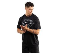 Logo Mania Superman Steel Logo Camiseta, Negro, M para Hombre