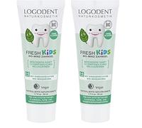 Logodent - Cosméticos naturales Fresh Kids Bio Menta Gel para dientes de leche y niños sanos y fuertes, libre de aditivos de fluoruro sintéticos, vegano, 1 x 50 ml (Paquete de 2)