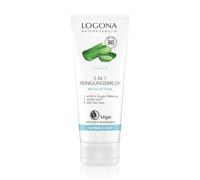 Leche de limpieza orgánica 3 en 1 de LOGONA Natural Cosmético con aloe vera orgánico para pieles normales a secas, limpia a fondo y profundidad de los poros y hidrata la piel, natural y vegano, 100 ml