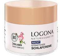 LOGONA Naturkosmetik Crema reafirmante para dormir, crema de noche suavizante con valioso colágeno y extracto de rosa orgánico, hidratación intensa durante la noche, natural y vegana, Moisture Lift