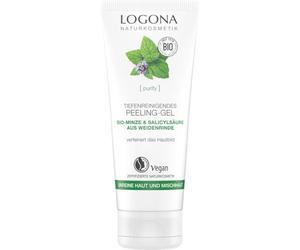 LOGONA Naturkosmetik Gel exfoliante de limpieza profunda, refina y refresca la piel, exfolia suavemente y elimina las células muertas de la piel, vegano, 100 ml