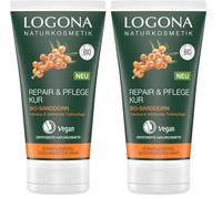 LOGONA Naturkosmetik Repair & Pflege Kur Organic Sanddorn, Intesive Care für trocken und Schadtes Haar Reapriert, 150 ml (Paquete de 2)