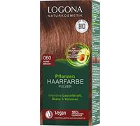 LOGONA Naturkosmetik Tinte para el cabello vegetal en polvo 060, color marrón nuez, vegano y natural, color marrón natural con henna coloración, 100 g