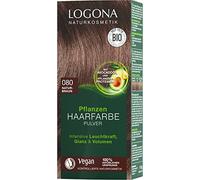 LOGONA Naturkosmetik Tinte vegetal en polvo para el cabello, 080 Castaño Natural, con aceite de aguacate, vegano y natural, con henna, 100 g