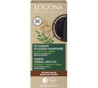 LOGONA Naturkosmetik Tinte vegetal nutritivo para el cabello, polvo vegano con henna orgánica para un color intenso y brillo, color vegetal en marrón negro (marrón), 1 x 100 g