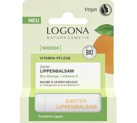 LOGONA NOURISH - Bálsamo labial delicado orgánico naranja + vitamina F, protege contra la deshidratación y cuida suavemente los labios sensibles, 4,6 g