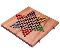 LOGOPLAY Halma tamaño L - Star Halma - Damas Chinas - Juego de Estrategia - Juego de Mesa de Madera con Tablero Plegable Multicolor sin Bolsa de Tela
