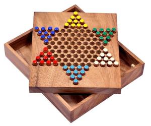 LOGOPLAY Halma tamaño S - Star Halma - Damas Chinas - Juego de Estrategia - Juego de Mesa de Madera Marrón
