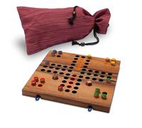 LOGOPLAY Ludo tamaño L para 2 a 4 Jugadores con Bolsa de Tela - Campo de Juego 26 x 25 cm - Juego de Dados de Madera con Bolsa de Tela
