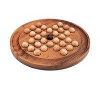 LOGOPLAY Solitario tamaño XL Redondo con Bolas - 26 cm de diámetro - Solitario - Rompecabezas - Juego de Paciencia - Juego de lógica de Madera de Samena Marrón
