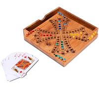 LOGOPLAY Tock para 4 jugadores en la caja - Campo de juego 18 x 18 cm - Juego de mesa con cartas