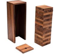 LOGOPLAY Wobbly Tower - tamaño L - 26 cm de Altura - Condo - Torre de Madera - Juego de Habilidad - Juego de Mesa de Madera Marrón
