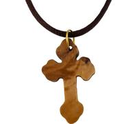 Logos Trading Post - Collar con colgante de madera de olivo de Israel, tallado a mano de madera de olivo de Belén con cordón adjunto