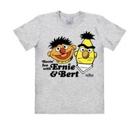Logoshirt Barrio Sésamo - Epi y Blas Havin' Fun Camiseta - Gris Vigoré - Diseño Original con Licencia, Talla XS