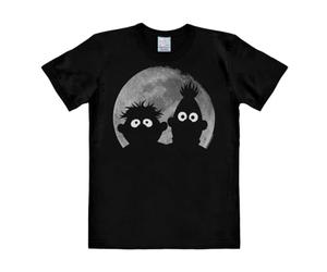 Logoshirt® Barrio Sésamo I Epi y Blas I Luna I Camiseta Print I Mujer y Hombre I Manga Corta I Negro I Diseño Original con Licencia I Talla 4XL