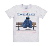 Logoshirt® Barrio Sésamo I Monstruo de Las Galletas I Banco I Life Is Like A Box of Cookies I Camiseta Print I Mujer y Hombre I Manga Corta I Gris vigoré I Diseño Original con Licencia I Talla M
