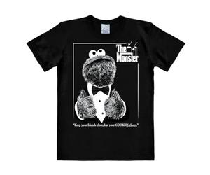 Logoshirt® Barrio Sésamo I Monstruo de Las Galletas I El Padrino I The Monster I Camiseta Print I Mujer y Hombre I Cuello Redondo I Manga Corta I Negro I Diseño Original con Licencia I Talla XL