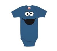 Logoshirt Barrio Sésamo - Monstruo de Las Galletas Cara Pelele para bebé - Body para bebé - Azul - Diseño Original con Licencia, Talla 74/80, 7-12 Meses