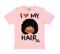 Logoshirt®️ Barrio Sésamo | Segi | I Love My Hair I Camiseta Print I Niña y Niño I Manga Corta I Rosa | Diseño Original con Licencia I Talla 4-6 años