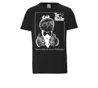 LOGOSHIRT Camiseta 'Sesamstrasse - Krümelmonster Pate' negro / blanco M negro / blanco