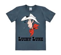 Logoshirt Comics - Vaquero - Lucky Luke Retrato Camiseta Hombre - Azul - Diseño Original con Licencia, Talla XS