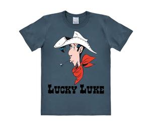 Logoshirt Comics - Vaquero - Lucky Luke Retrato Camiseta Hombre - Azul - Diseño Original con Licencia, Talla S