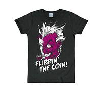 Logoshirt - DC Comics - Batman - Dos Caras - Moneda - Camiseta - Slim-Fit - Negro - Diseño Original con Licencia, Talla XS