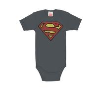 Logoshirt® DC Comics I Superman I Logo I Pelele I Body Estampado I Bebés I Niña y Niño I Manga Corta I Azul Gris | Diseño Original con Licencia I Talla 7-12 Meses