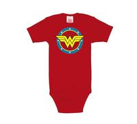 Logoshirt DC Comics - Superhéroe - Wonder Woman - Logo Circulo - Body para bebé - Pelele para bebé - Rojo - Diseño Original con Licencia, Talla 74/80, 7-12 Meses