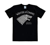 Logoshirt® Game of Thrones | Lobo huargo | Winter Is Coming I Camiseta Print I Mujer y Hombre I Manga Corta I Negro | Diseño Original con Licencia I Talla S