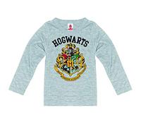 Logoshirt - Harry Potter - Escudo - Hogwarts - Logo - Camiseta de Manga Larga para niño - Gris Vigoré - Diseño Original con Licencia, Taglia 128, 7-8 años