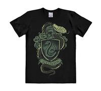 Logoshirt Harry Potter - Escudo - Slytherin Logo - Serpiente Camiseta Hombre - Negro - Diseño Original con Licencia, Talla XL