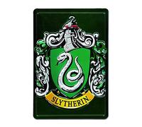 LOGOSHIRT - Harry Potter - Slytherin - Clásico - Logo - Muestra del metal - Placa de metal - Retro - 20x30 - Diseño original con licencia