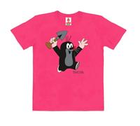 Logoshirt®️ Krtek, el Topo I Jujù I Camiseta orgánica Print I Niña y Niño I Manga Corta I Rosa Intenso I Diseño Original con Licencia I Talla 164, 13-14 años