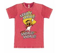 Logoshirt® Looney Tunes I Speedy Gonzales I Arriba Andale I Camiseta Vintage I Print I Mujer y Hombre I Manga Corta I Rojo I Diseño Original con Licencia I Talla XS