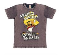 Logoshirt® Looney Tunes I Speedy Gonzales I Arriba Andale I Camiseta Vintage I Print I Mujer y Hombre I Manga Corta I Rojo UVA I Diseño Original con Licencia I Talla M