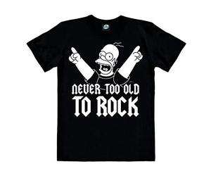 Logoshirt® Los Simpson I Homer Simpson I Never Too Old To Rock I Camiseta Print I Mujer y Hombre I Cuello Redondo I Manga Corta I Negro I Diseño Original con Licencia I Talla M