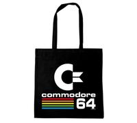 Logoshirt® Nerd | Commodore | C-64 | Logo | Bolsa de algodón | Impresa I Asas largas | negro | Diseño original con licencia