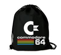Logoshirt® Nerd | Commodore | C-64 | Logo | Mochila saco | Estampada | AZO-free | Cordón resistente | negro | Diseño original con licencia